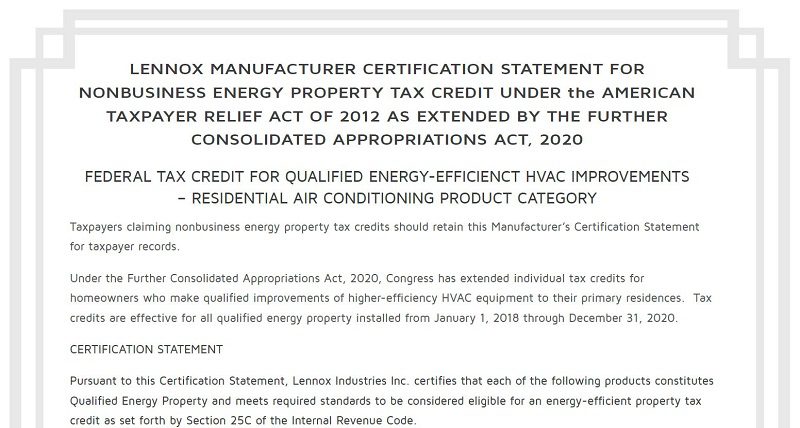 Manufacturer Certificate Federal Tax Credit Lennox Manufacturer Certificate Federal Tax Credit Lennox, Manufacturer, Certificate, Federal, Tax, Credit, Lennox,