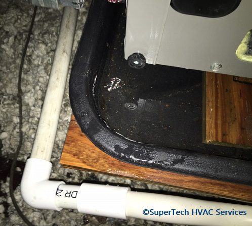 Attic AC leaking water overflowing from pan st Attic AC leaking water overflowing from pan st