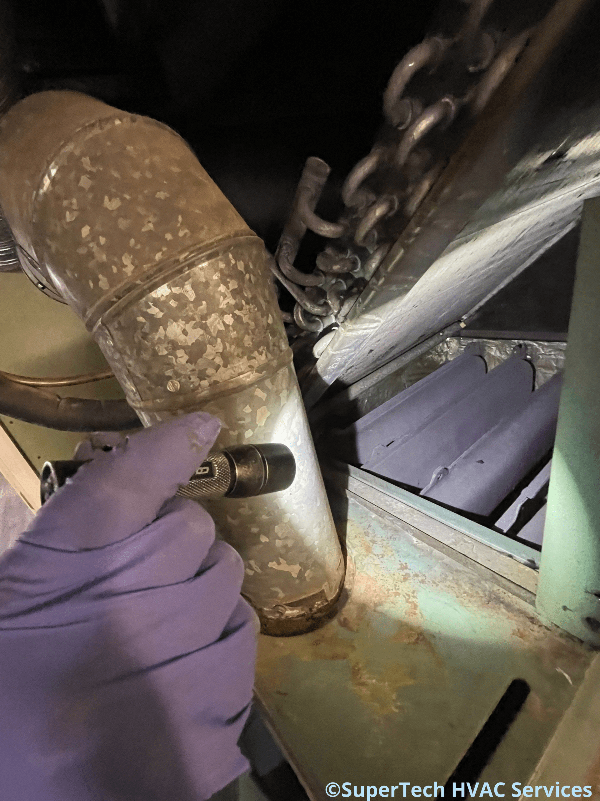 HVAC inspection checking heat exchanger HVAC inspection checking heat exchanger