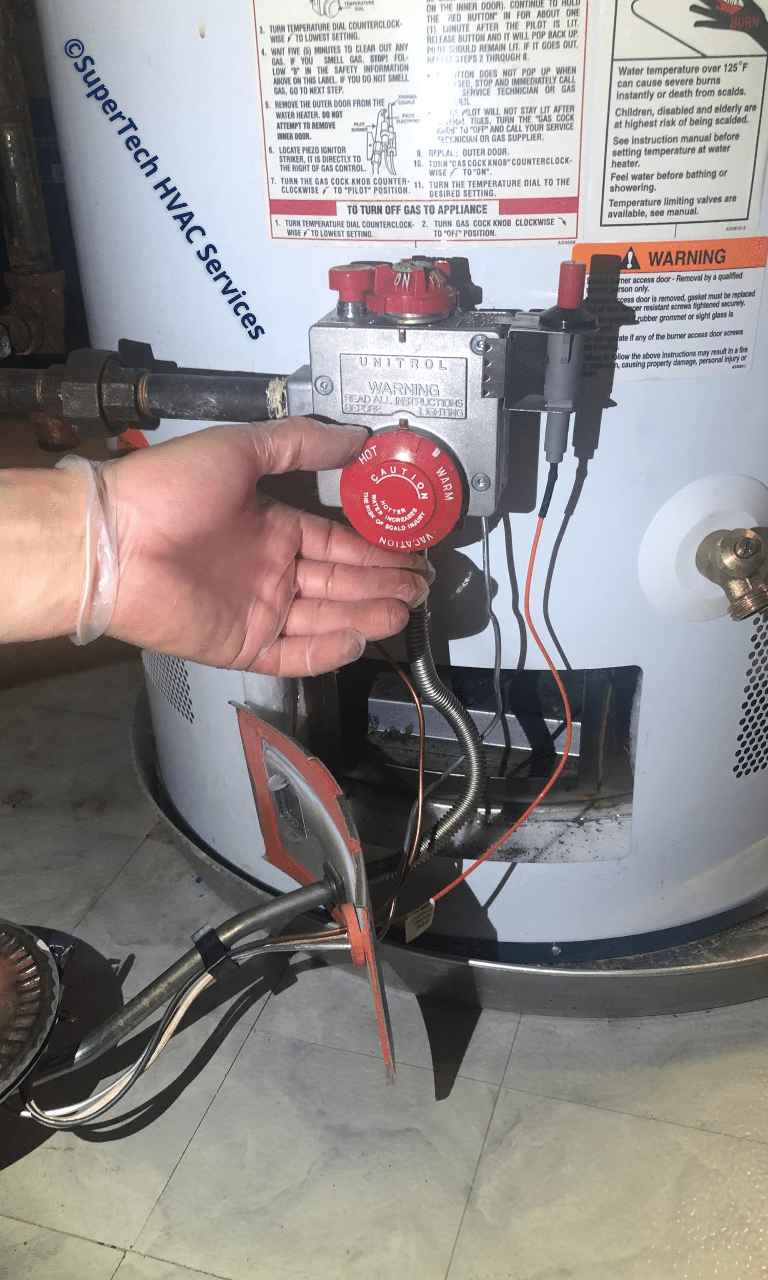 turn thermostat up on water heater) turn thermostat up on water heater)